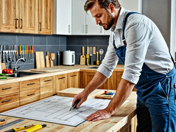 Professional kitchen designer at work